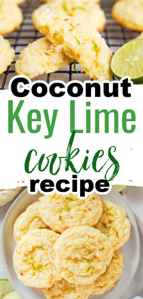 Two photos of key lime coconut cookies.