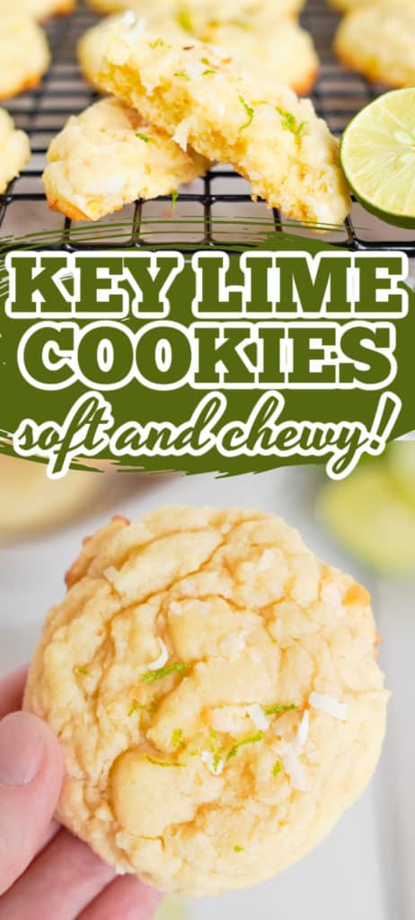 Collage of two pictures of key lime cookies.