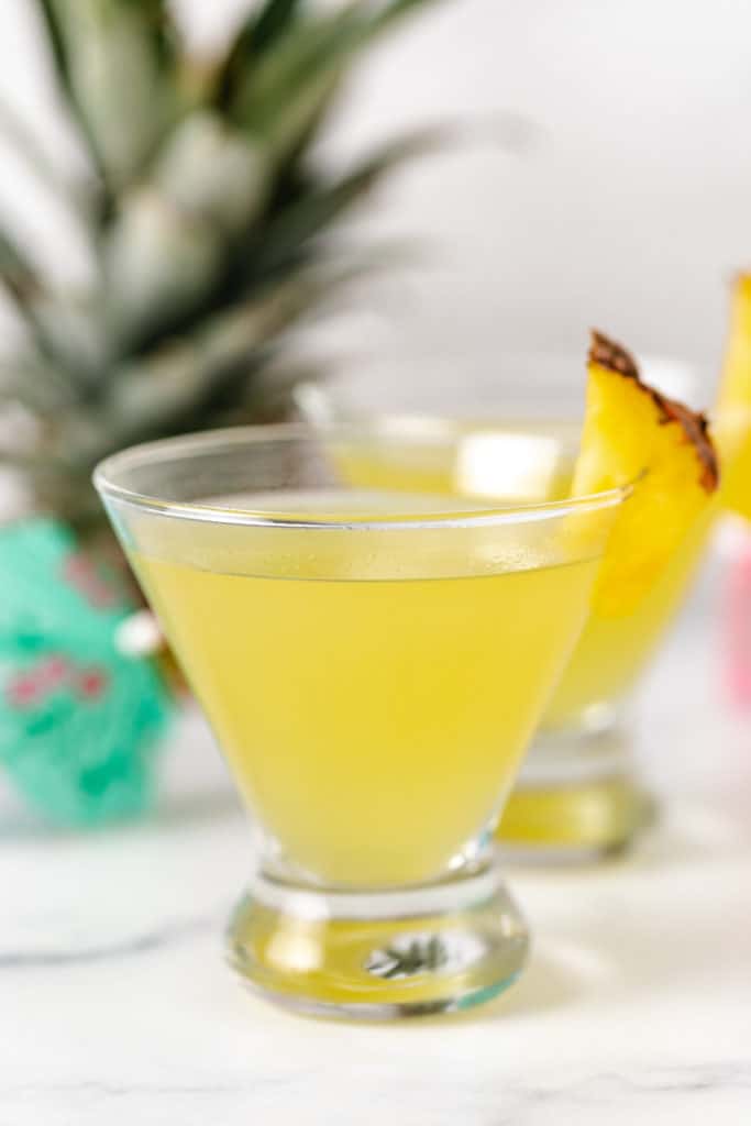 Martini with pineapple juice and coconut rum.