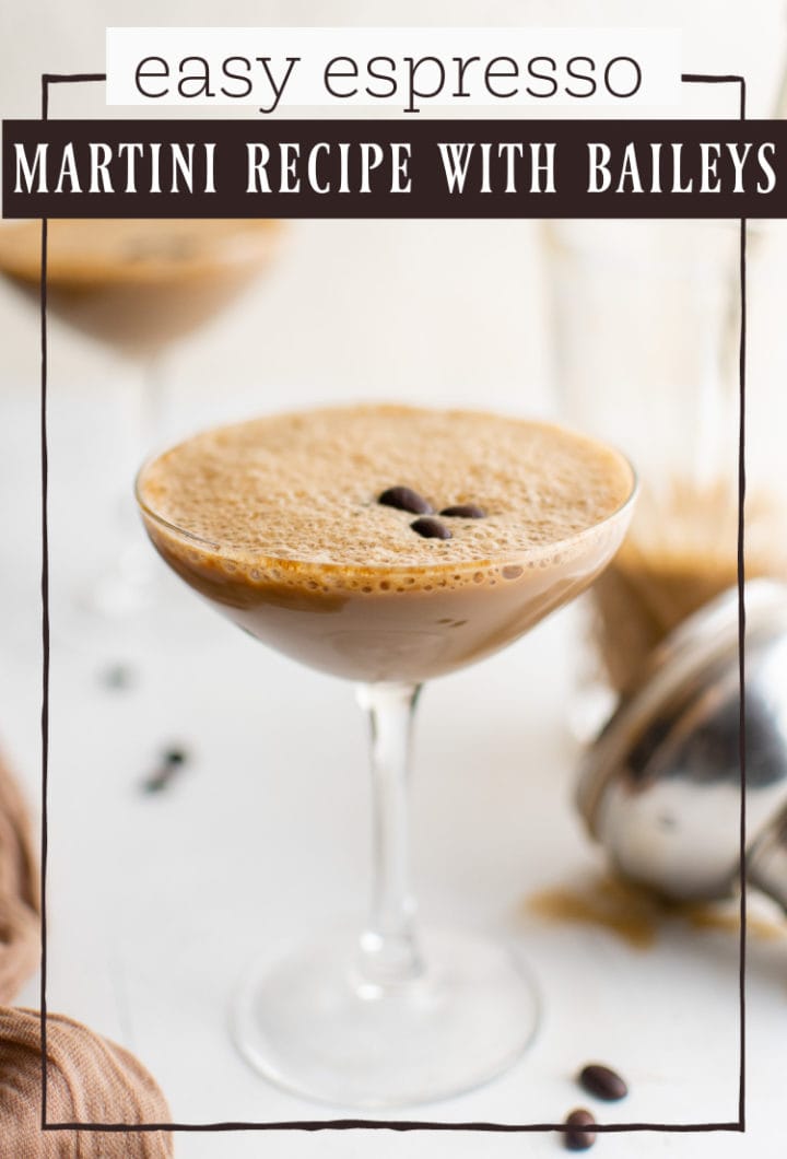 Coffee beans on top of an espresso martini.