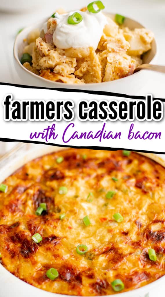 Two photos of a farmer's casserole in a collage.