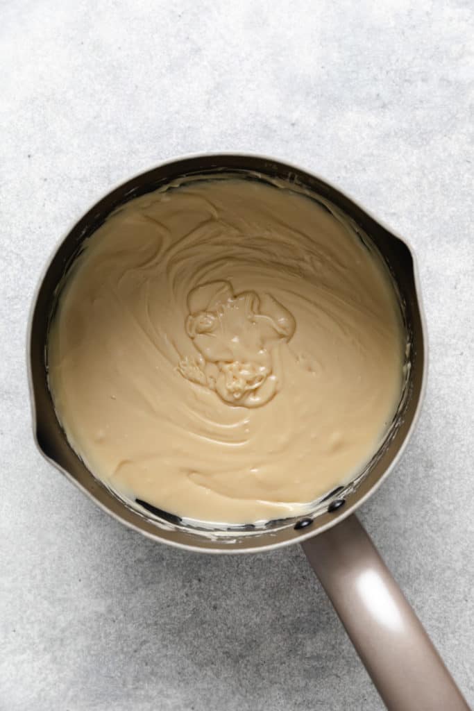 Bailey's frosting in a pan.