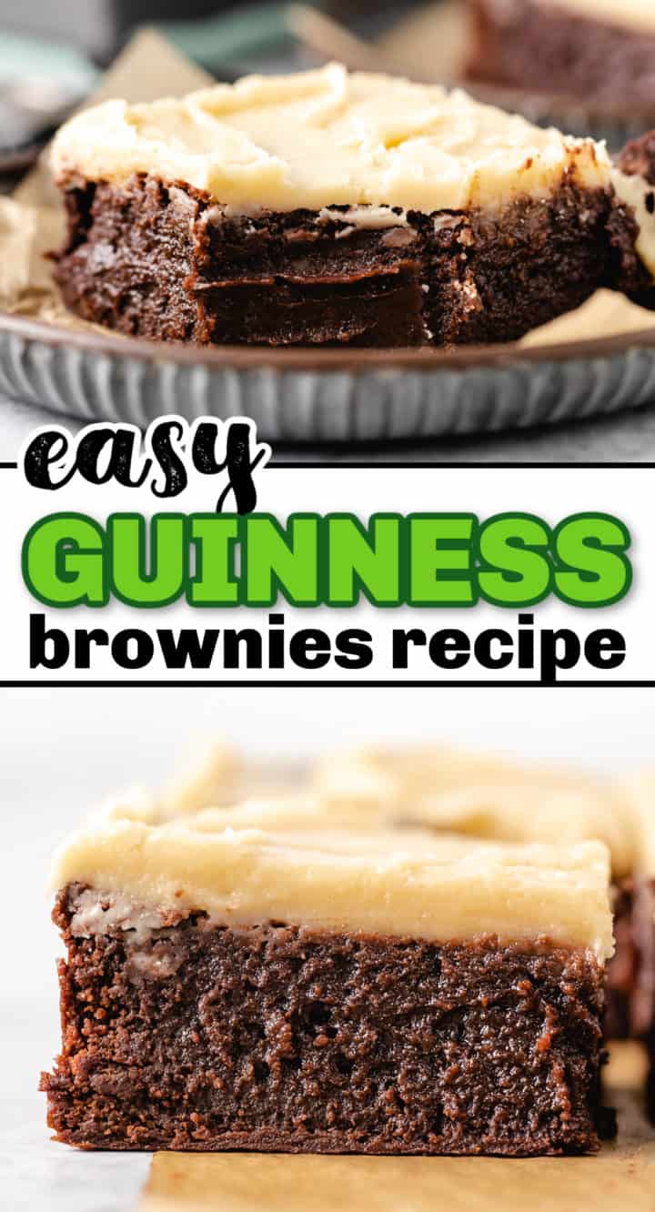 Two photos of brownies in a collage.