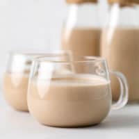 Glass mug filled with homemade baileys.