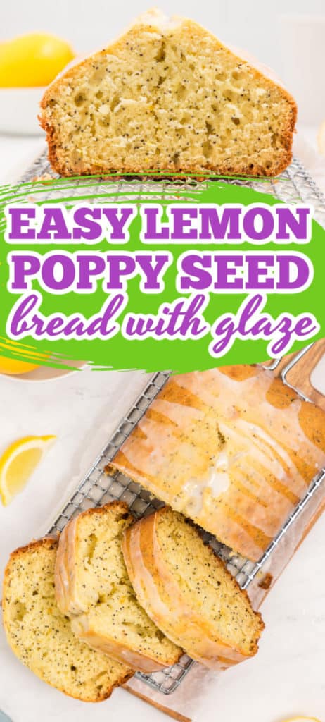 Photos of lemon poppy seed bread in a collage.