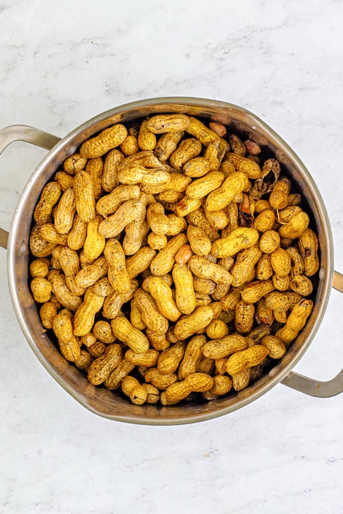 Peanuts in a pan.