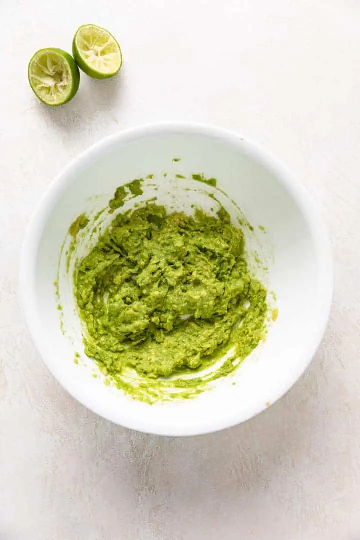 Avocado mashed with lime juice.