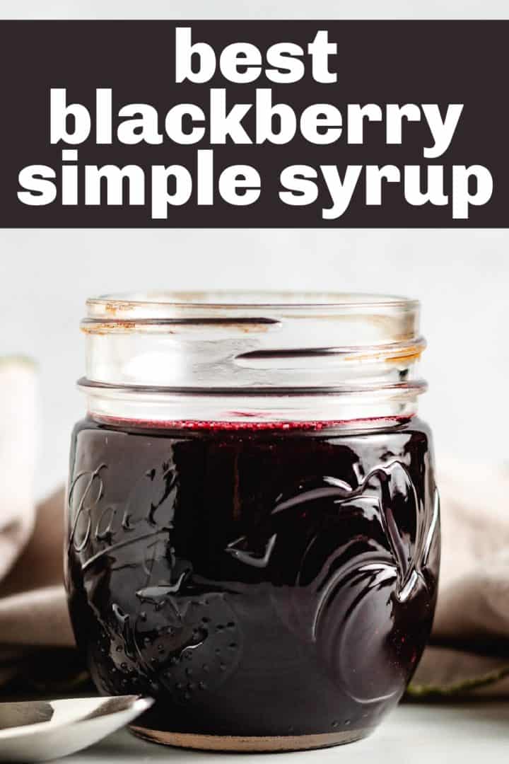Close up view of a jar of simple syrup.