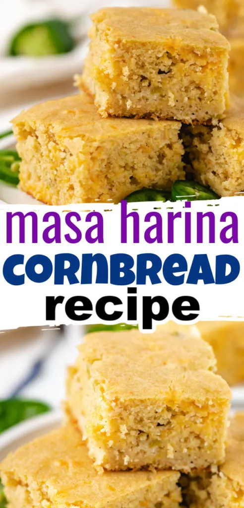 Two photos of masa harina cornbread.