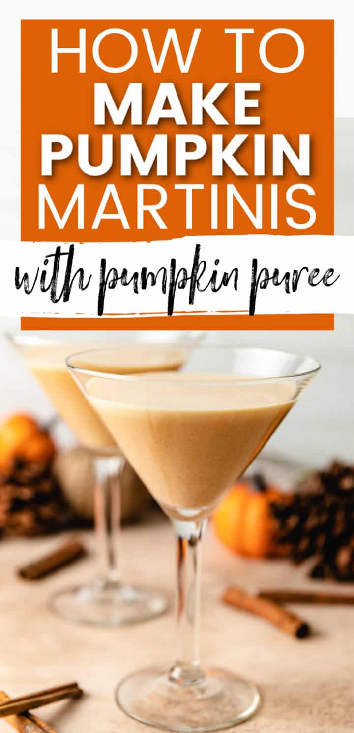 Two martini glasses filled with pumpkin martini.