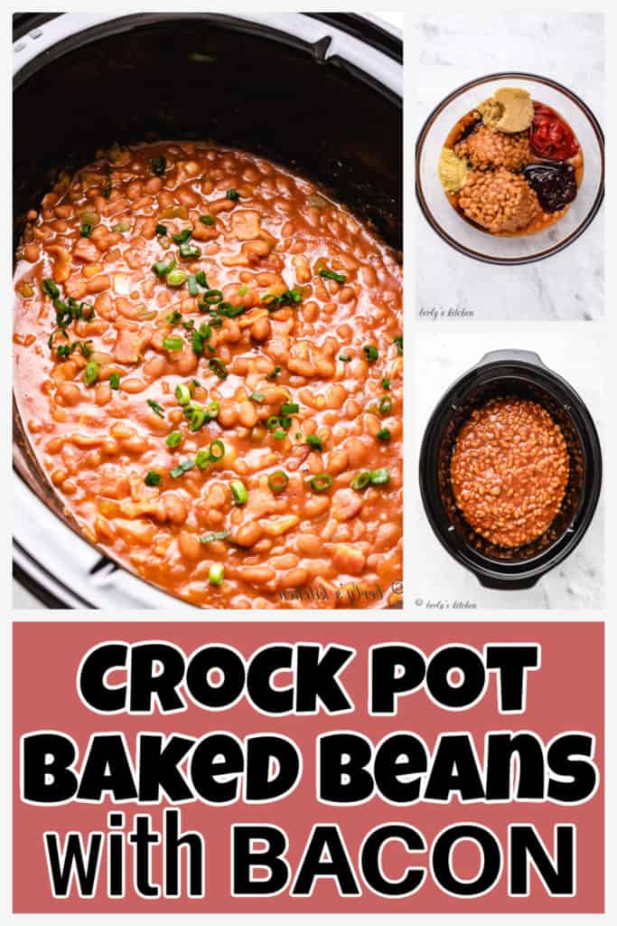 Collage showing how to make baked beans from scratch.
