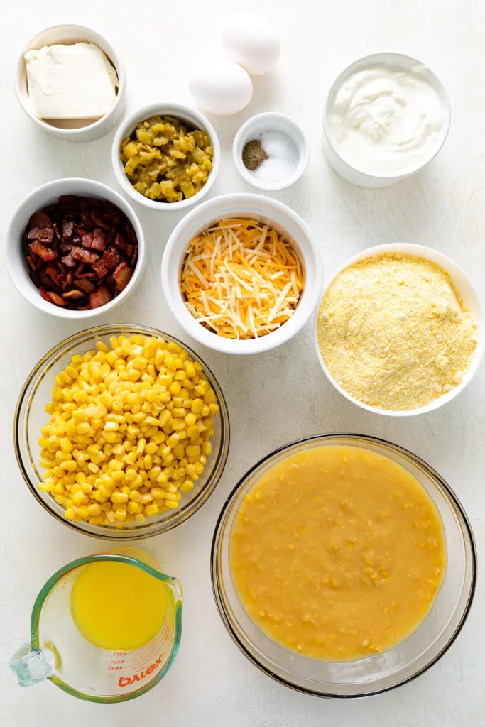 Ingredients used crock pot corn casserole.