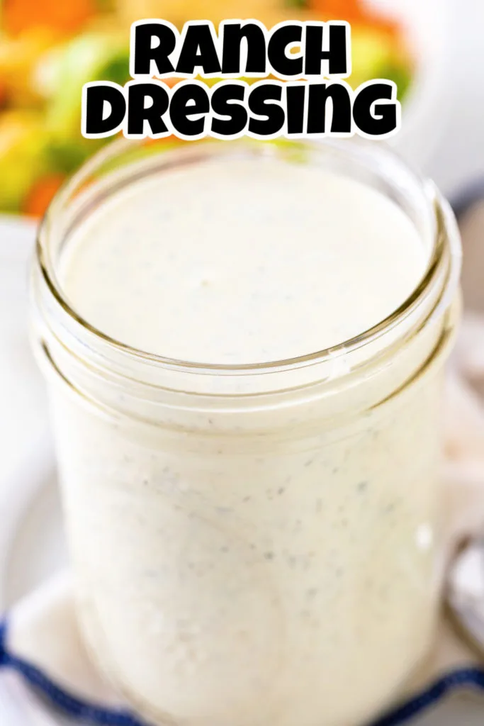 Close up view of dressing in a jar.