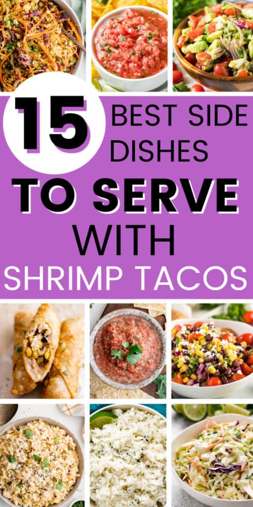 Multiple photos of sides to serve with seafood tacos.