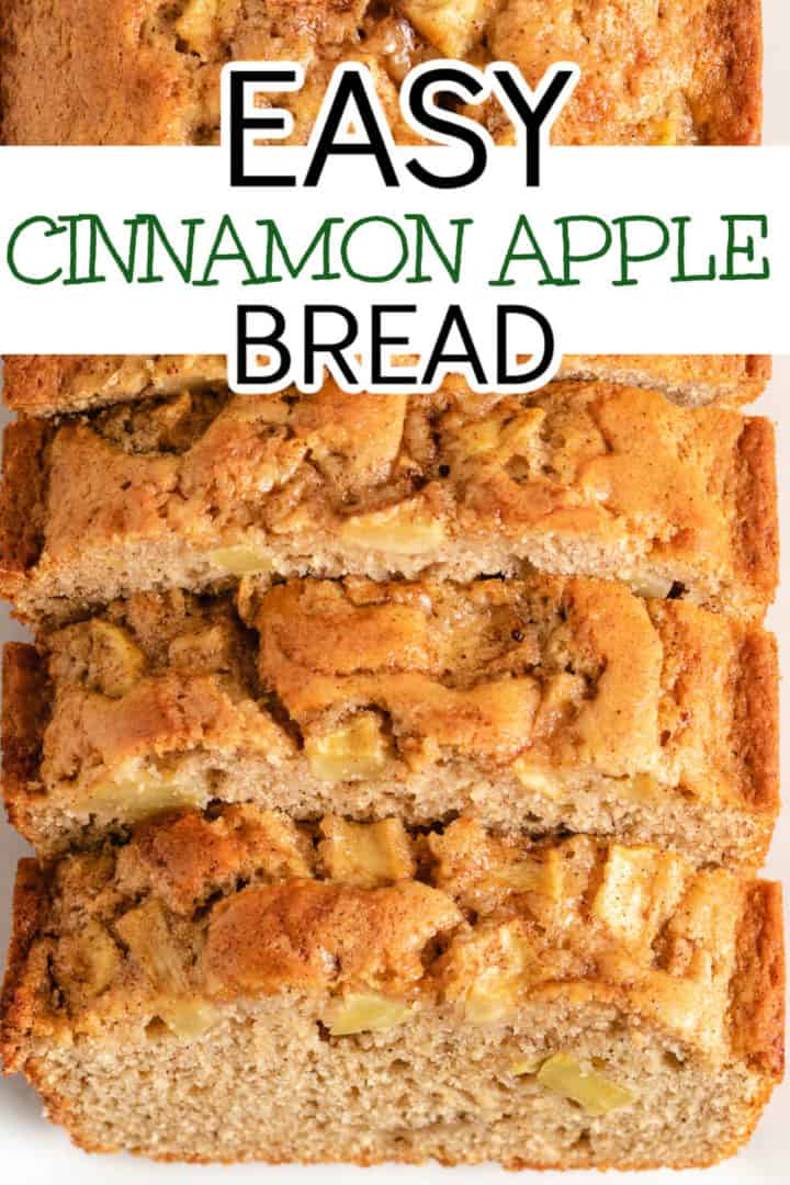 Top down view of a loaf of apple bread.