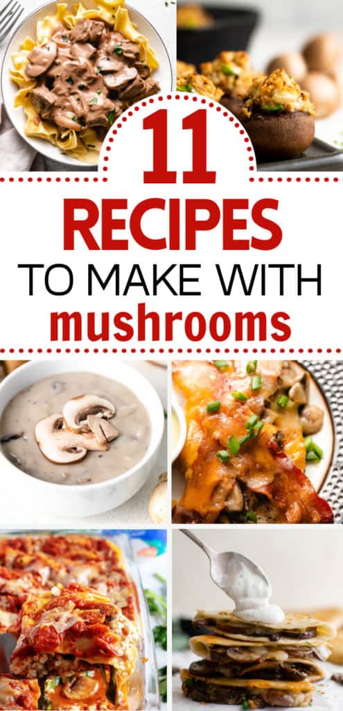 Mushrooms recipes in a collage.