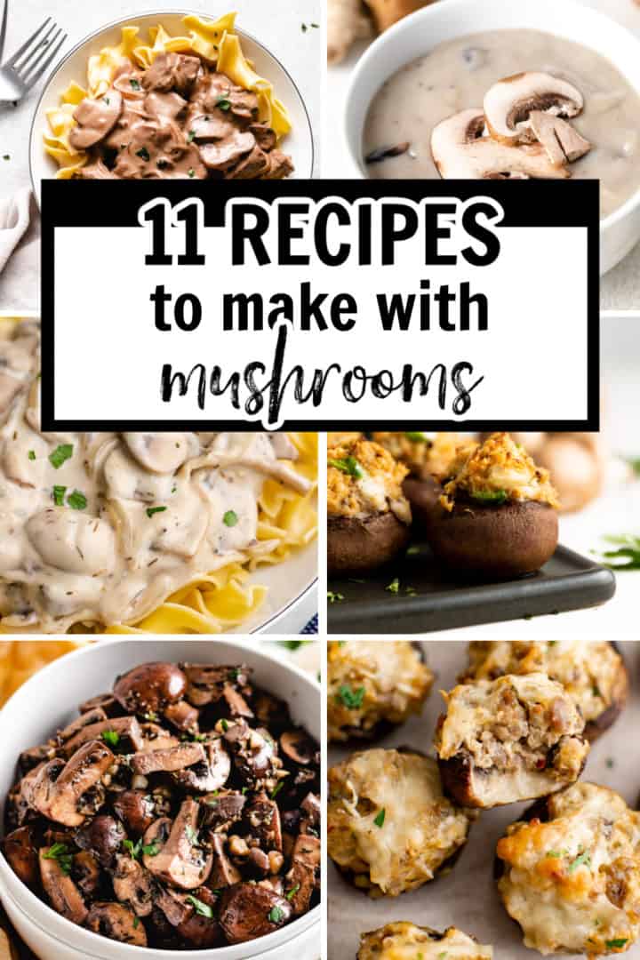 Several photos of recipes containing mushrooms.