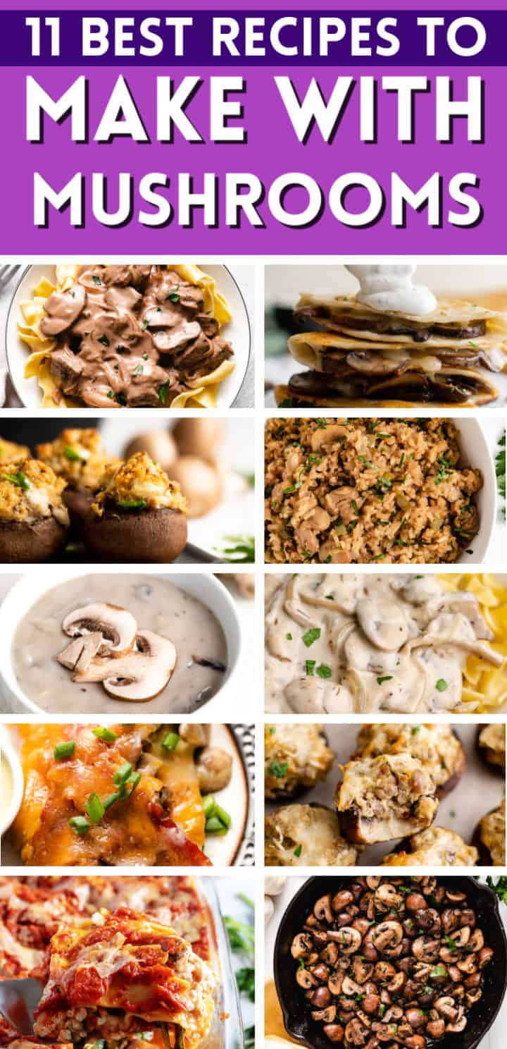 Collage showing different ways to cook with mushrooms.