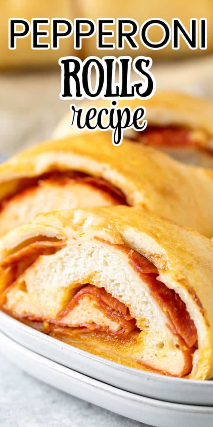 Close up view of a pepperoni roll with parmesan cheese.