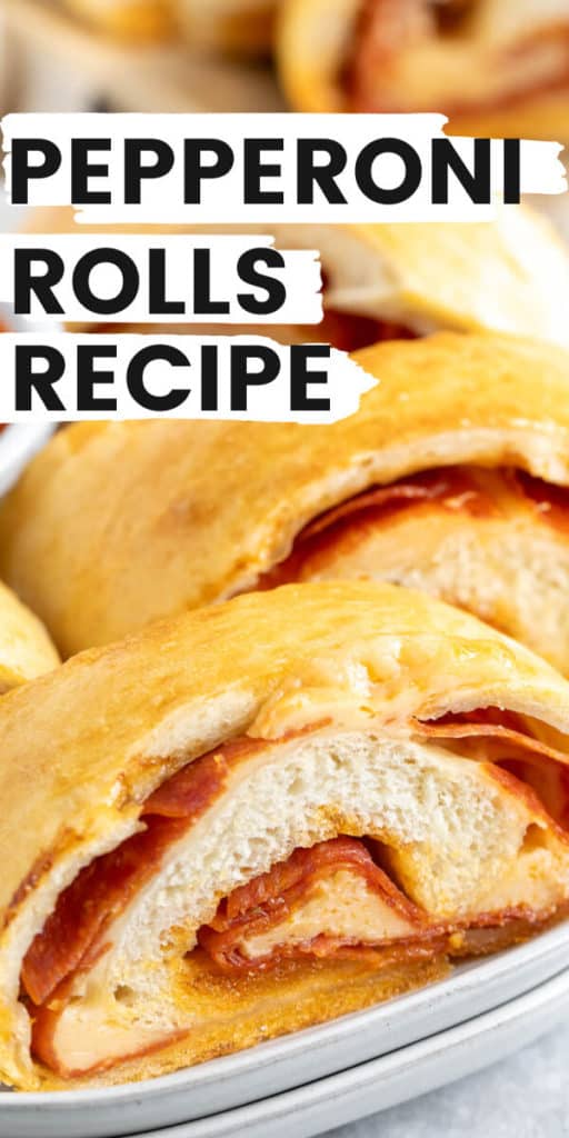 Sliced pepperoni pizza roll on a plate.