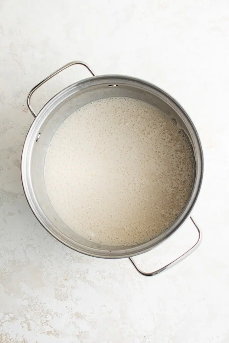 Melted marshmallow and corn syrup mixture.