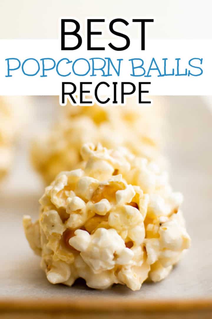 Side view of a popcorn ball on a pan.