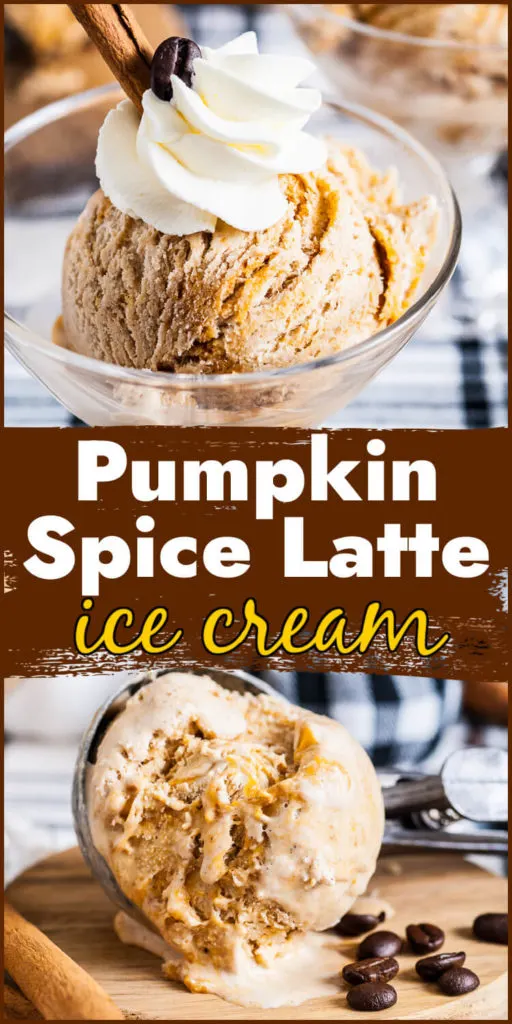 Two pictures of pumpkin ice cream in a collage.