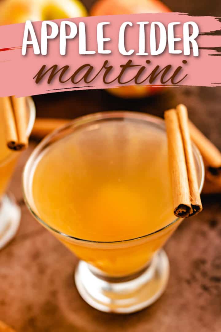 Close up view of an apple martini.