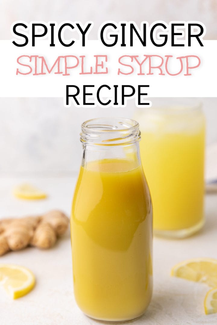 Spicy ginger syrup in a tall jar.