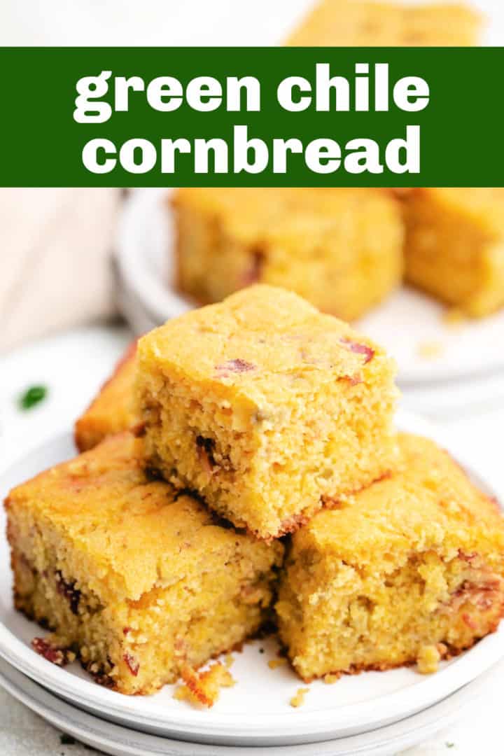 Close up view of a plate of cornbread.