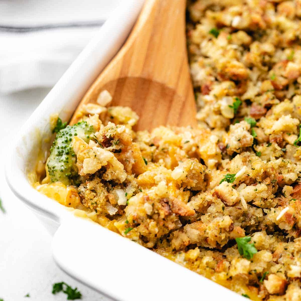 Chicken and broccoli stuffing casserole