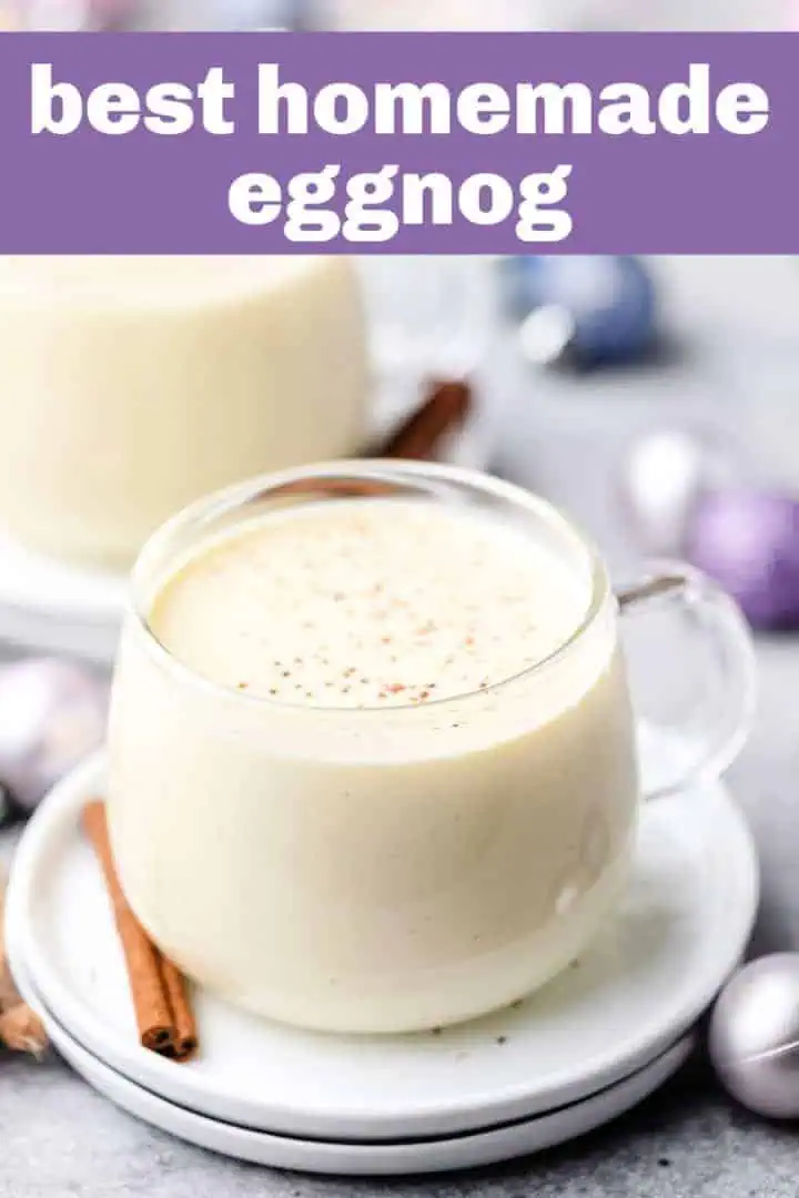 Glass of eggnog on two plates.