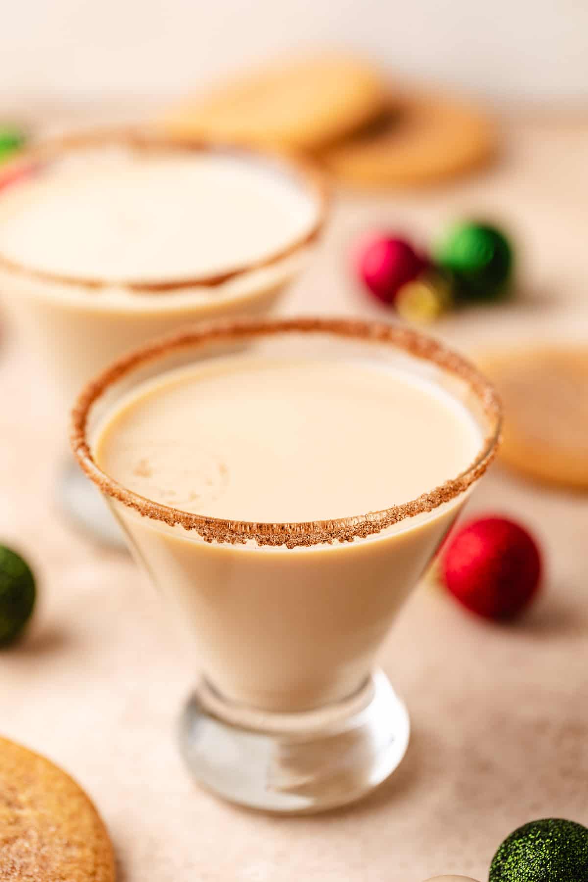 Snickerdoodle martini in two glasses.