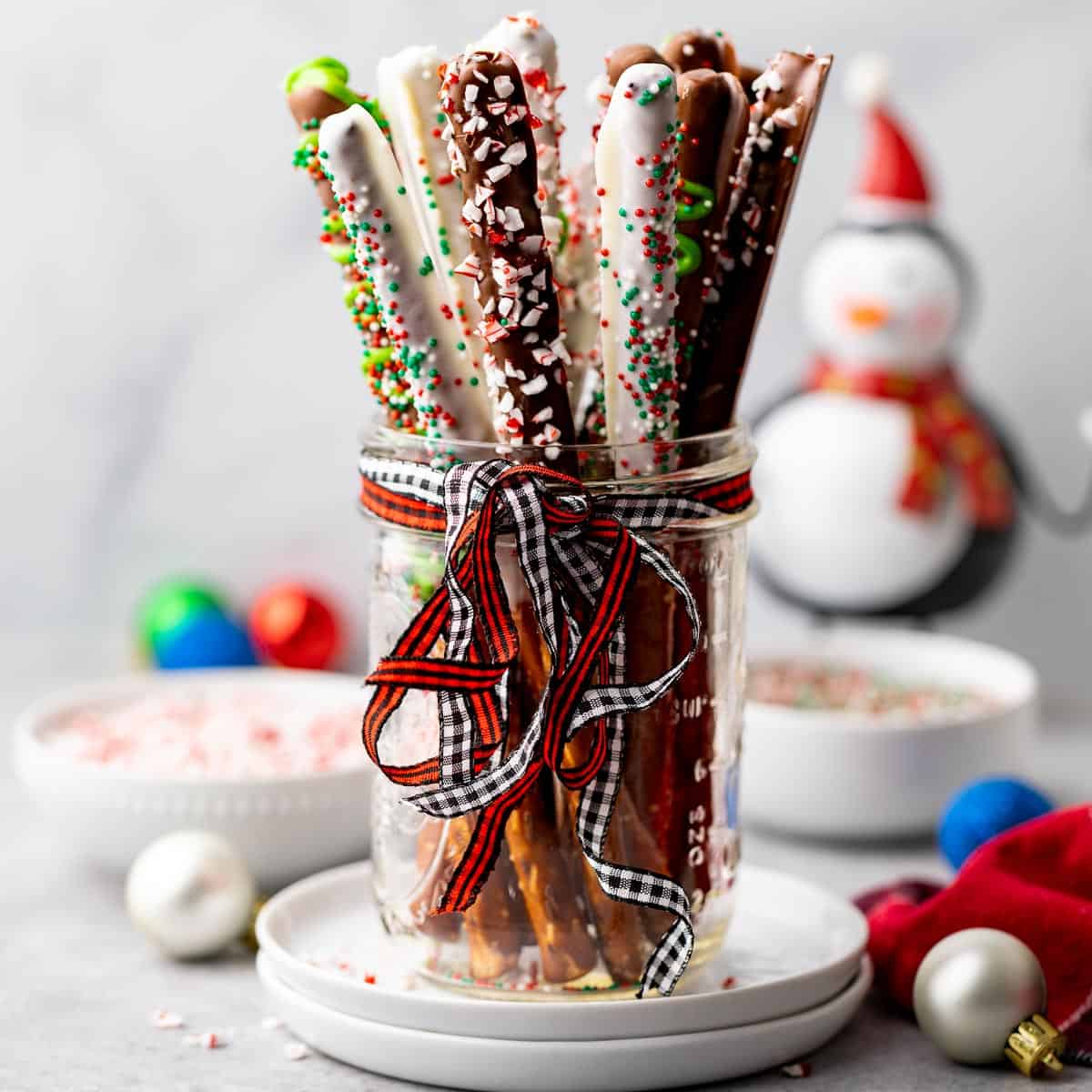 Chocolate dipped pretzel rods