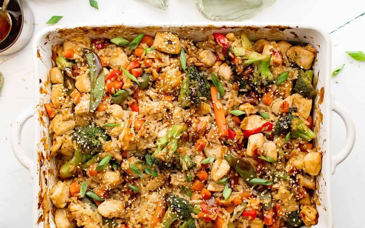 Teriyaki chicken casserole with rice.