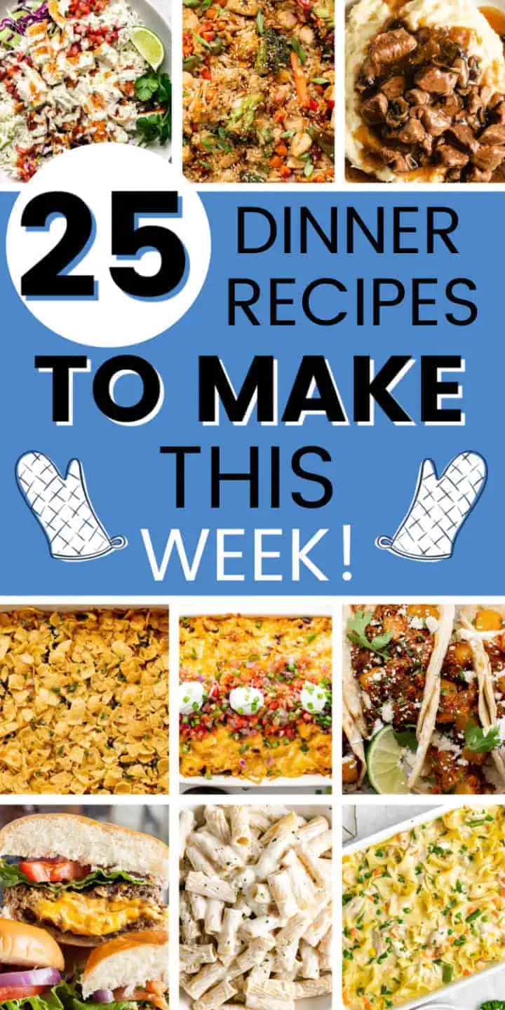 Collage of photos showing main dish recipes.