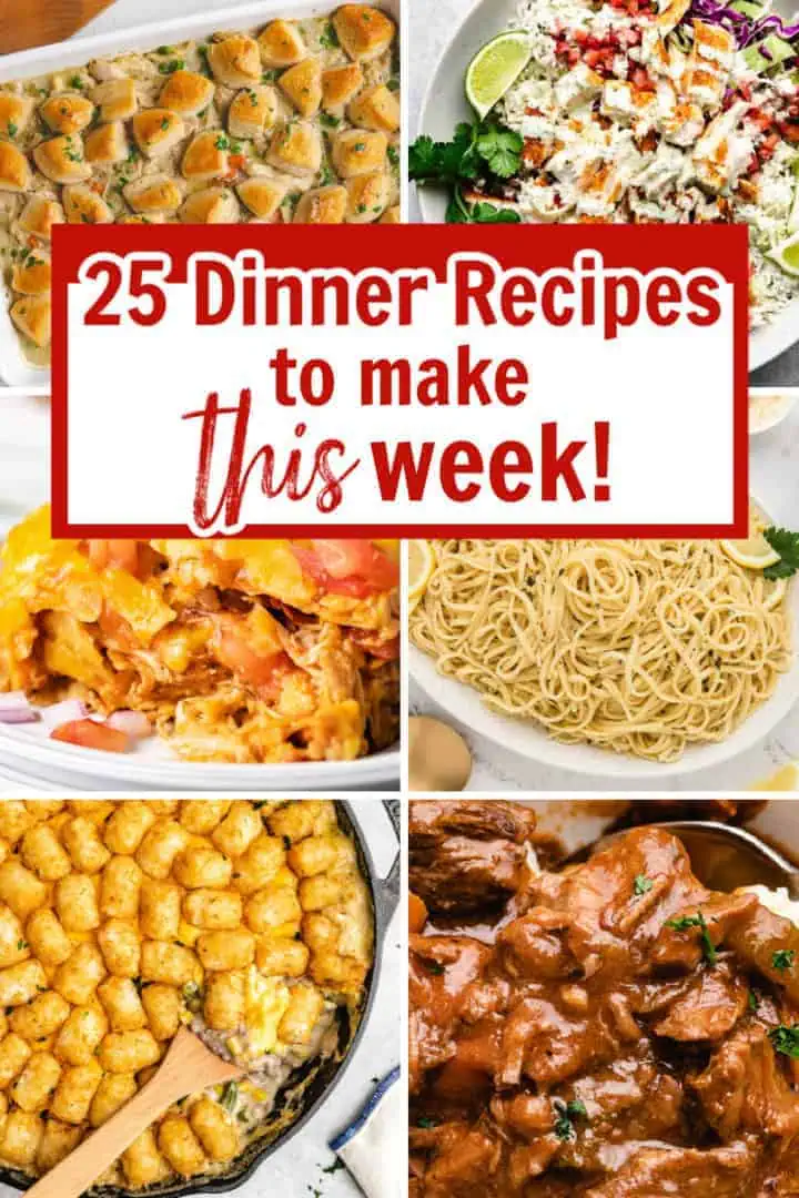 Collage showing dinner recipes.