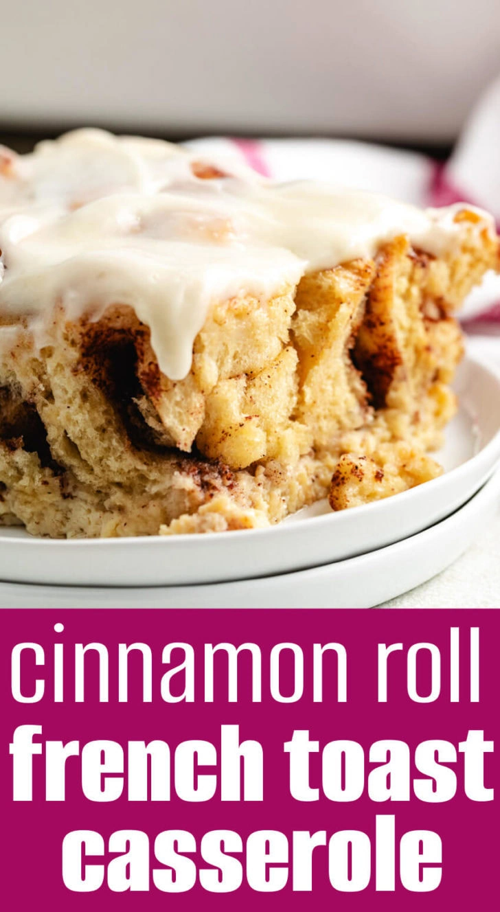 Cream cheese topped cinnamon roll french toast bake.
