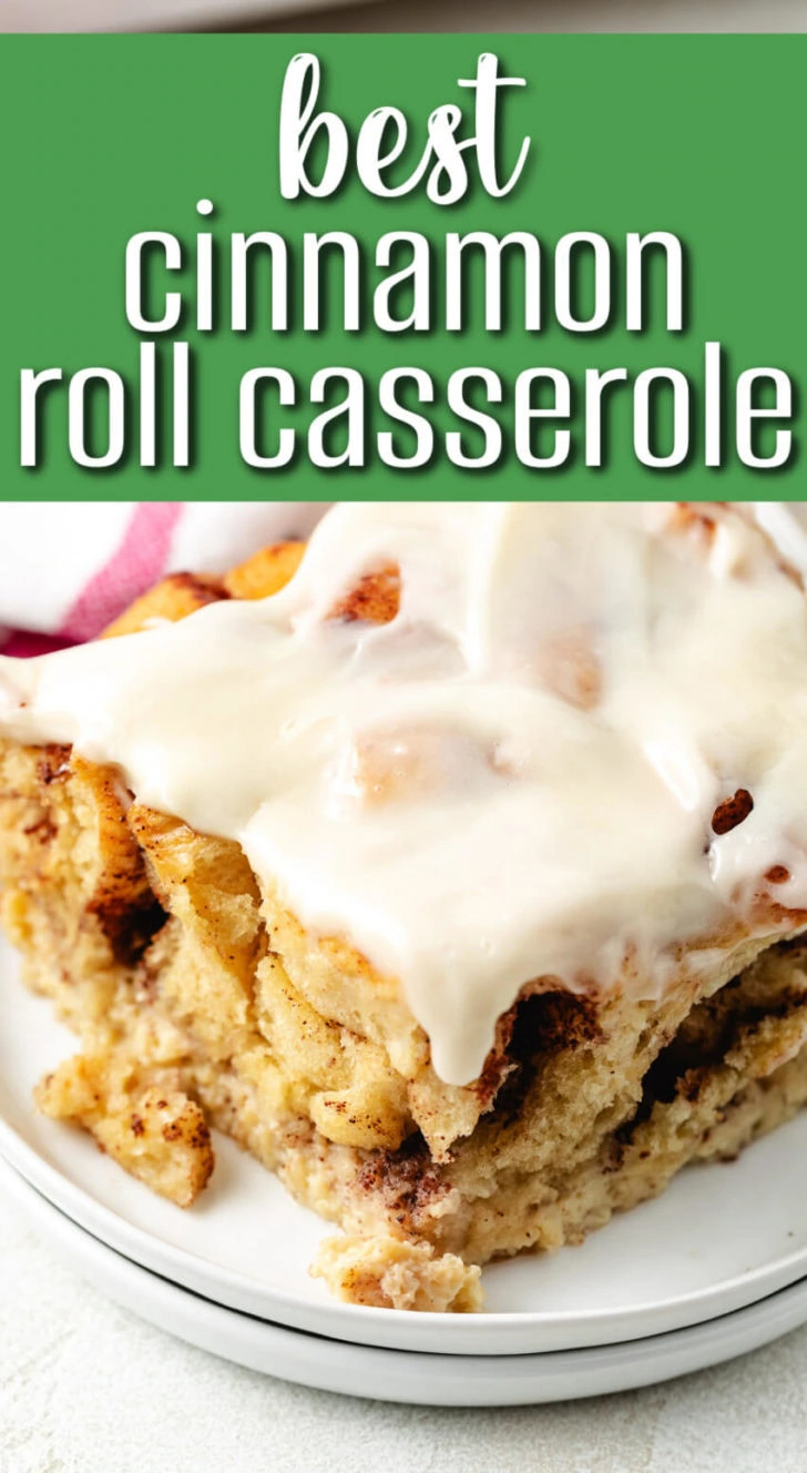 French toast bake topped with cream cheese frosting.