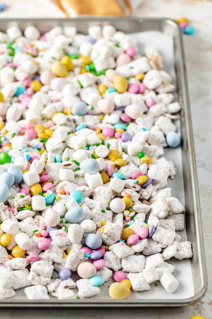 Side view of a tray of bunny bait.