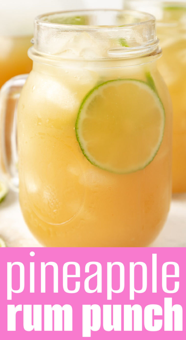 Glass jar filled with party punch.