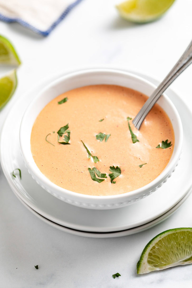 Spoon in a chipotle cream sauce.