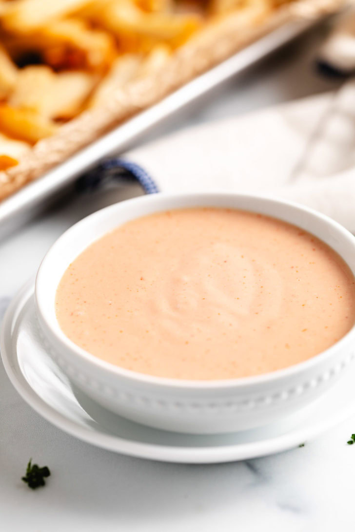 Fry dipping sauce in a bowl.