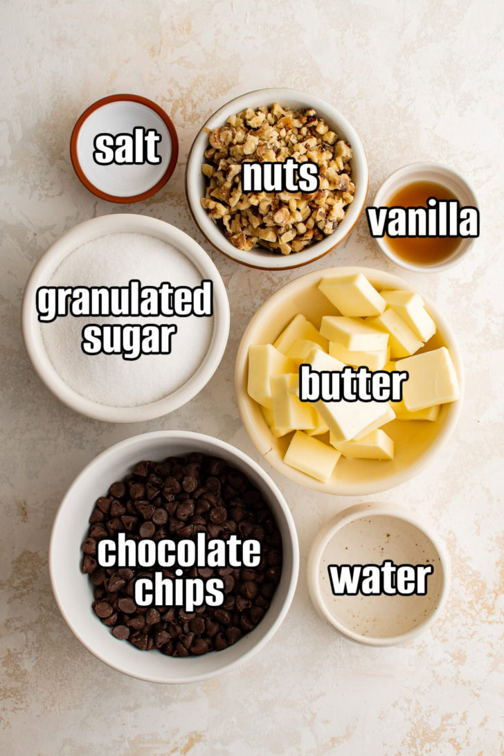Ingredients used in english toffee.