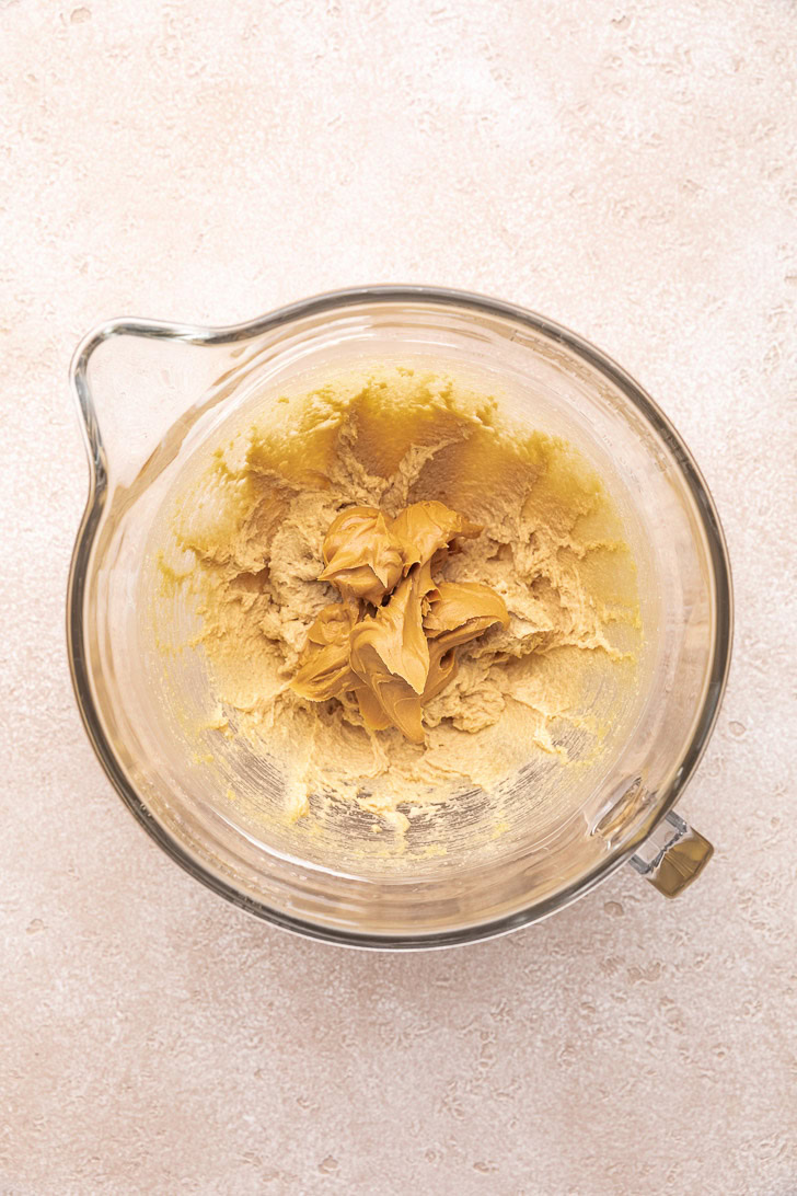 Peanut butter mixed with creamed butter.
