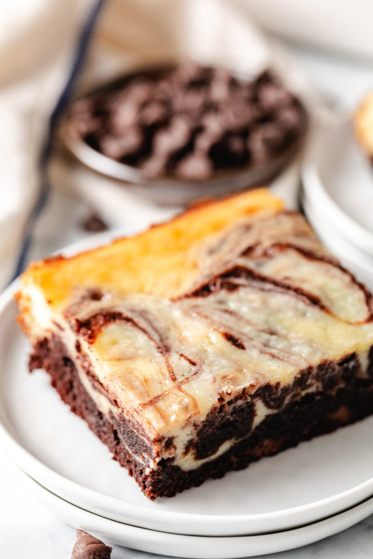 Sweetened cream cheese swirled into a brownie.