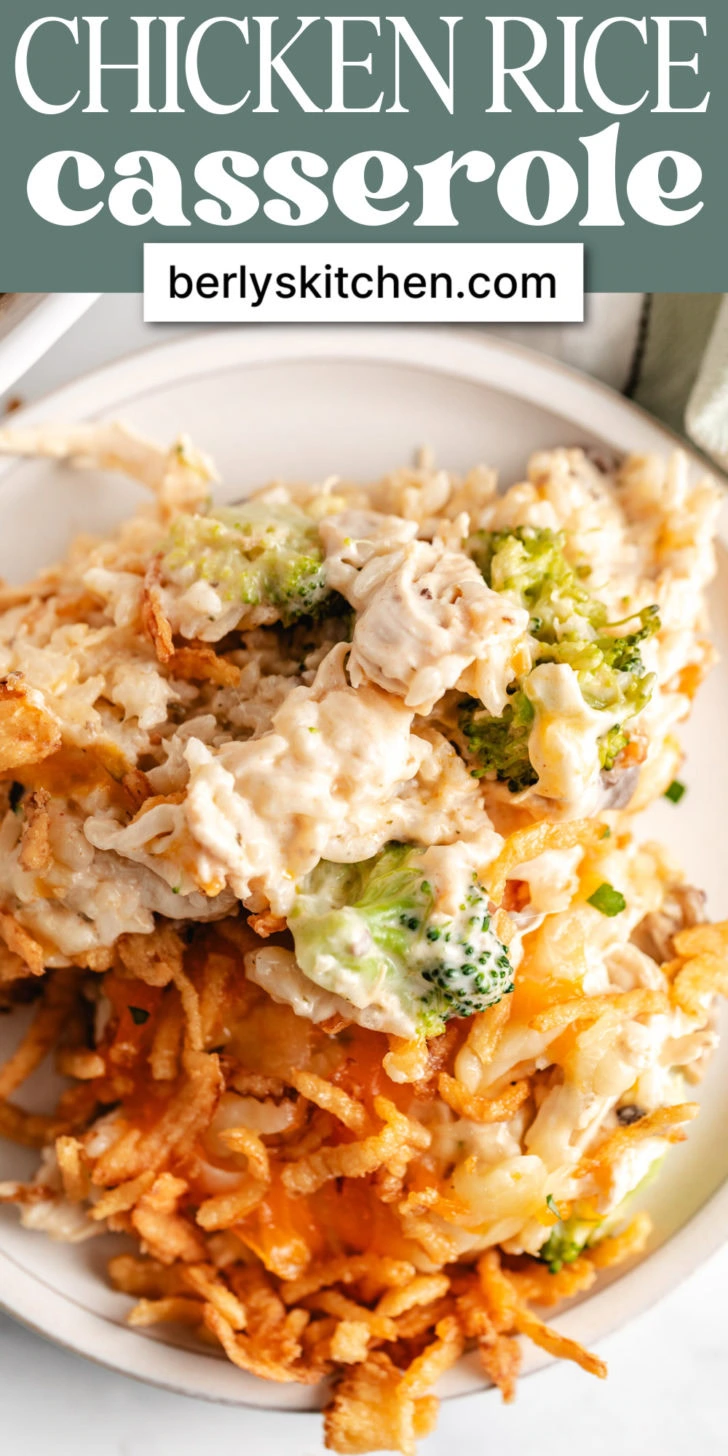 Chicken casserole on a plate.