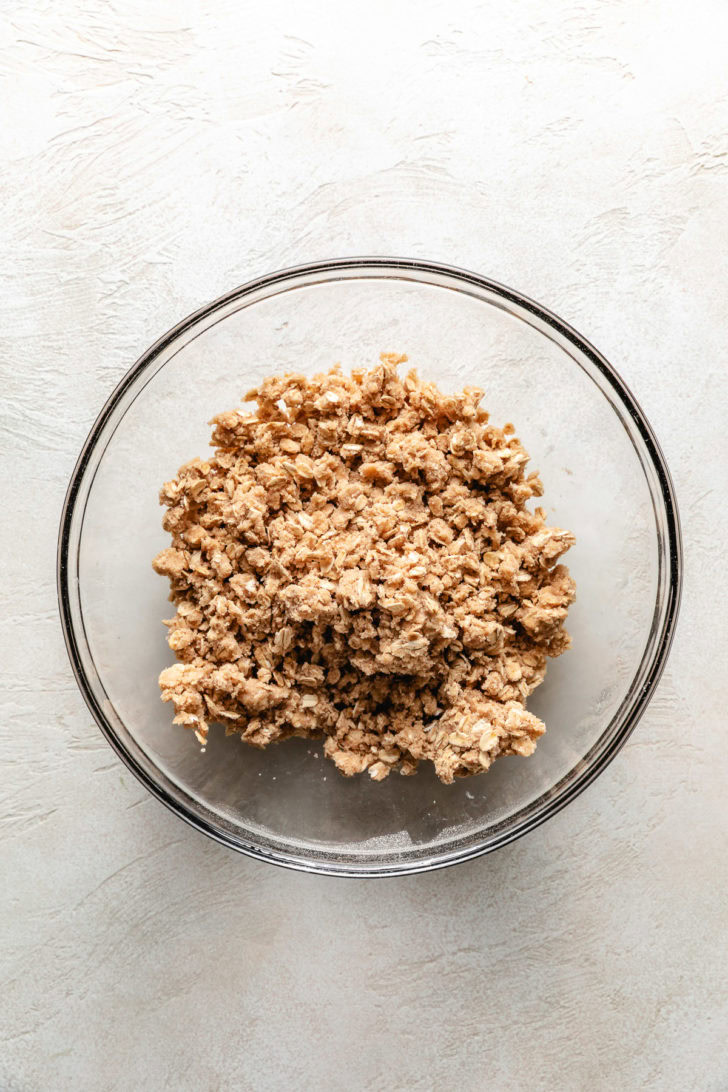Crumble topping in a bowl.