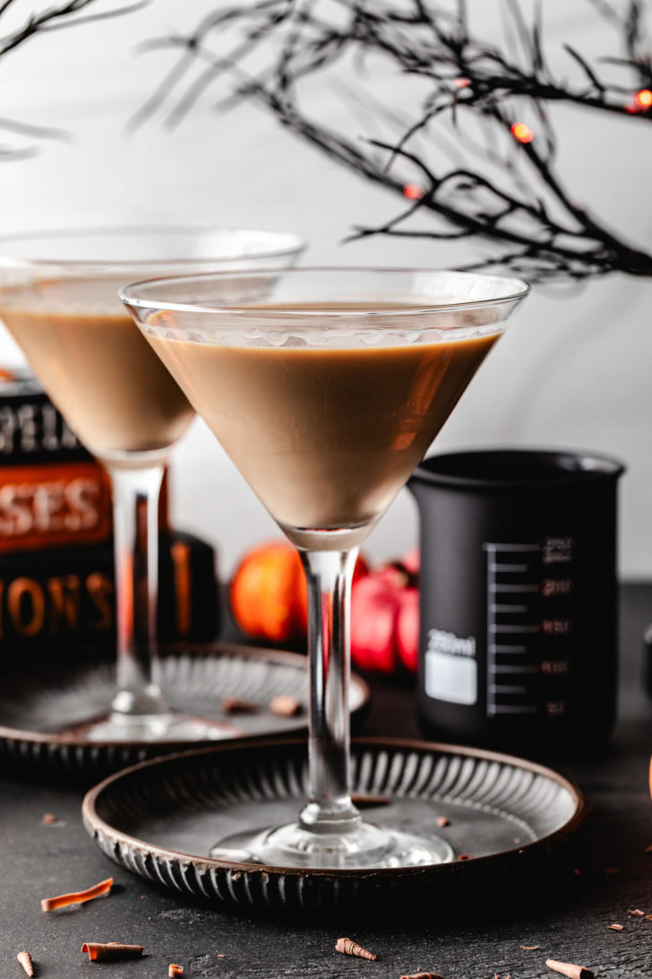 Chocolate cocktail in a martini glass.