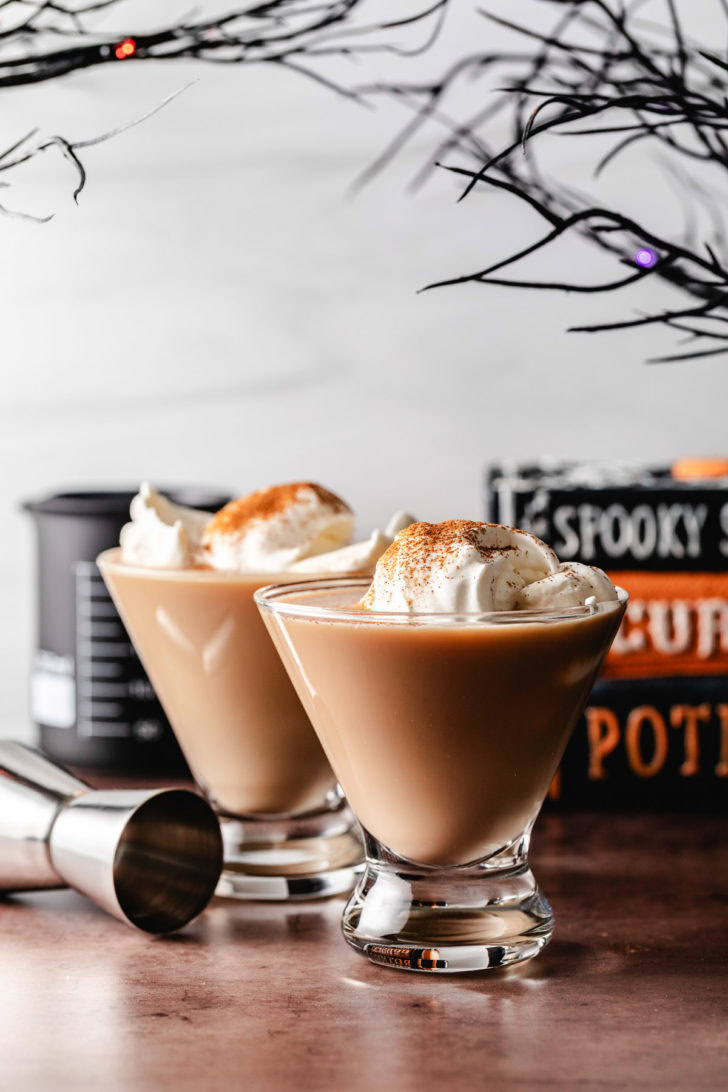 Pumpkin patch martinis with whipped cream.